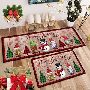 Christmas Kitchen Rugs and Mats Set of 2 Xmas Holiday Christmas Elves